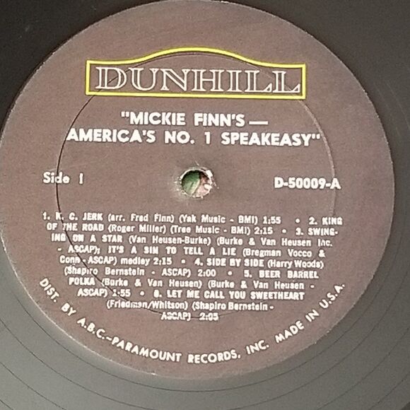 Mickie Finn's America's No. 1 Speakeasy 1966 Vinyl LP Record (DS 50009) - Picture 8 of 9